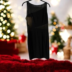 Cocktail Dress Size S Black Sheer/Sequin Sleeveless (Tag Missing) Prime Cond.